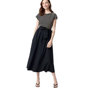 NEW J. Crew Factory Button-shoulder tie-waist knit mixy midi dress Size Medium